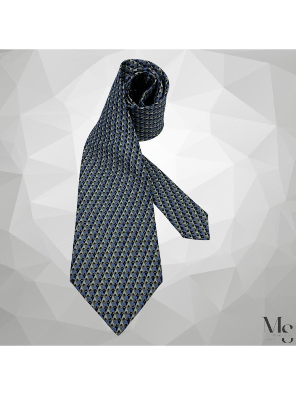 STEFANO RICCI Green Blue Geometric Luxury Silk Tie Made In Italy 58"- 4" EUC